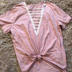 Pink detail front shirt